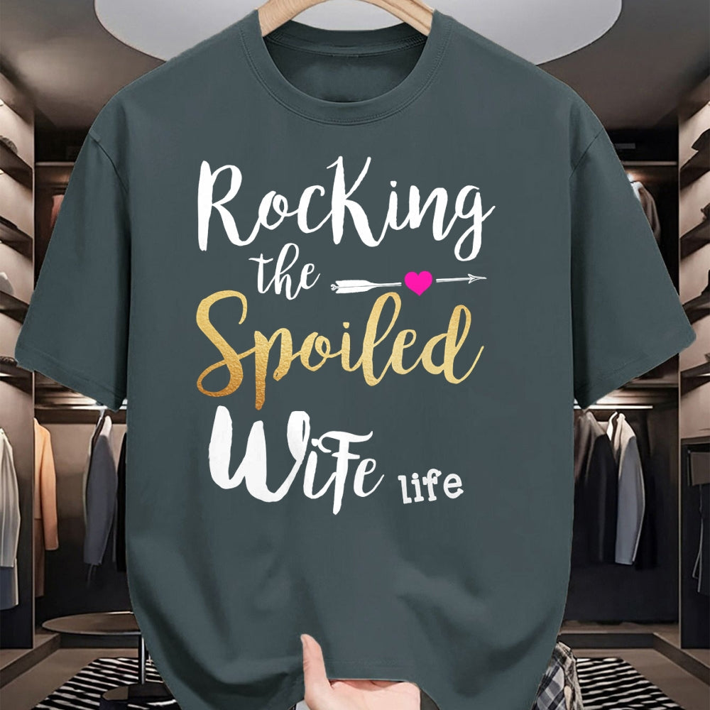 Best Wife Shirt, Wife and Husband Unisex T-Shirt/Hoodie/Sweatshirt HLT00 - Gift for wife T shirt, spoiled wife   Rocking The Spoiled Wife Life - Girlfriend Fiancee Wife Sweats