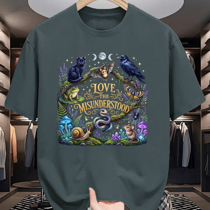 Cat Love Shirt, Funny Cat Lover Gift UnisexT-Shirt/Hoodie/Sweatshirt HLT00 - Love The Misunderstood Bat Raven Cat Snake Spider Frog Moth T-Shirt (1)