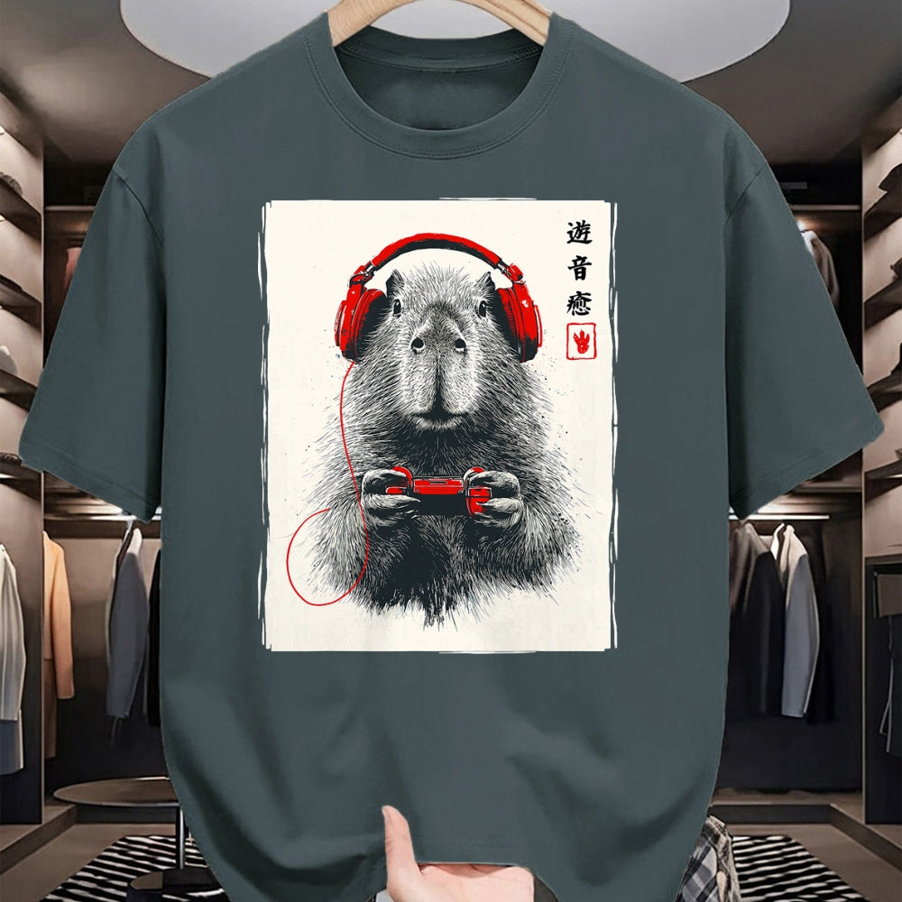 Cute Capybara Shirt, Funny Capybara Unisex T-Shirt/Hoodie/Sweatshirt HLT00 - Japanese Capybara Gamer Video Games Graphic Funny Capybara T-Shirt