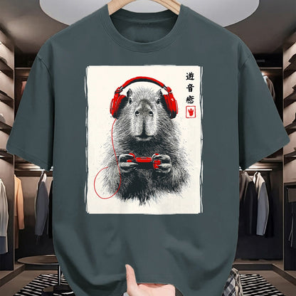 Cute Capybara Shirt, Funny Capybara Unisex T-Shirt/Hoodie/Sweatshirt HLT00 - Japanese Capybara Gamer Video Games Graphic Funny Capybara T-Shirt