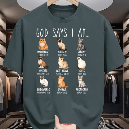 Cat Love Shirt, Funny Cat Lover Gift UnisexT-Shirt/Hoodie/Sweatshirt HLT00 - God Says I Am Cat Lover Bible Verses Christian Scripture Cat T-Shirt