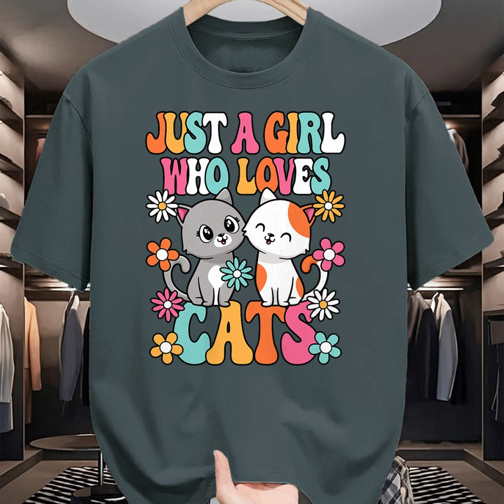 Cat Love Shirt, Funny Cat Lover Gift UnisexT-Shirt/Hoodie/Sweatshirt HLT00 - Just A Girl Who Loves Cats Cute Cat Lover Kitten Girls Kids T-Shirt (1)