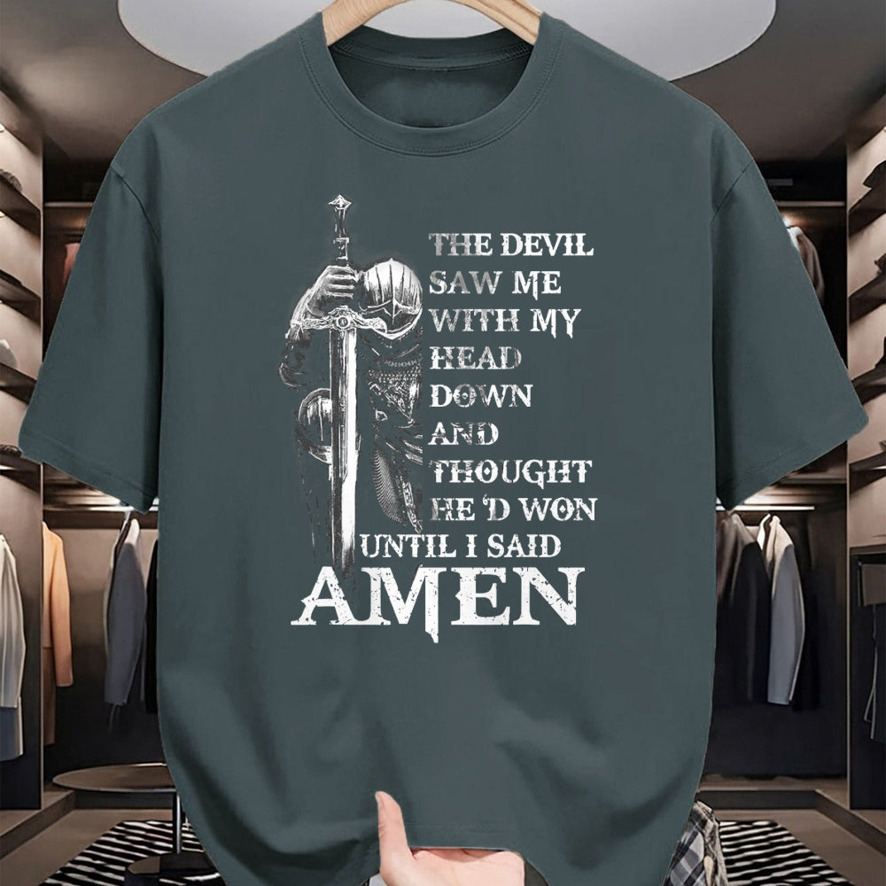 Christian Tee, Christian Faith Unisex T-Shirt/Hoodie/Sweatshirt HLT00 - Knight Templar Christian Warrior Of God Devil I Said Amen T-Shirt