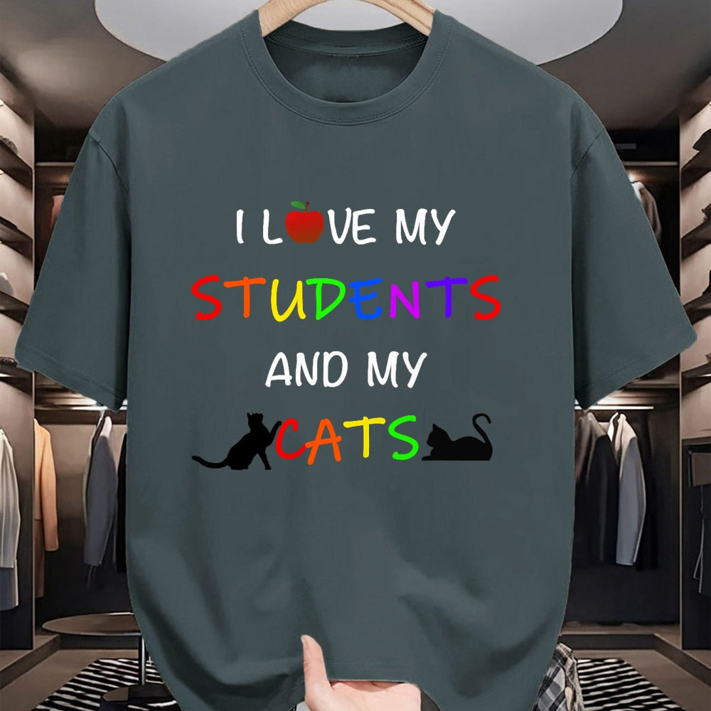 Cat Love Shirt, Funny Cat Lover Gift UnisexT-Shirt/Hoodie/Sweatshirt HLT00 - I Love My Students And My Cats Cute Teacher Cat T-Shirt