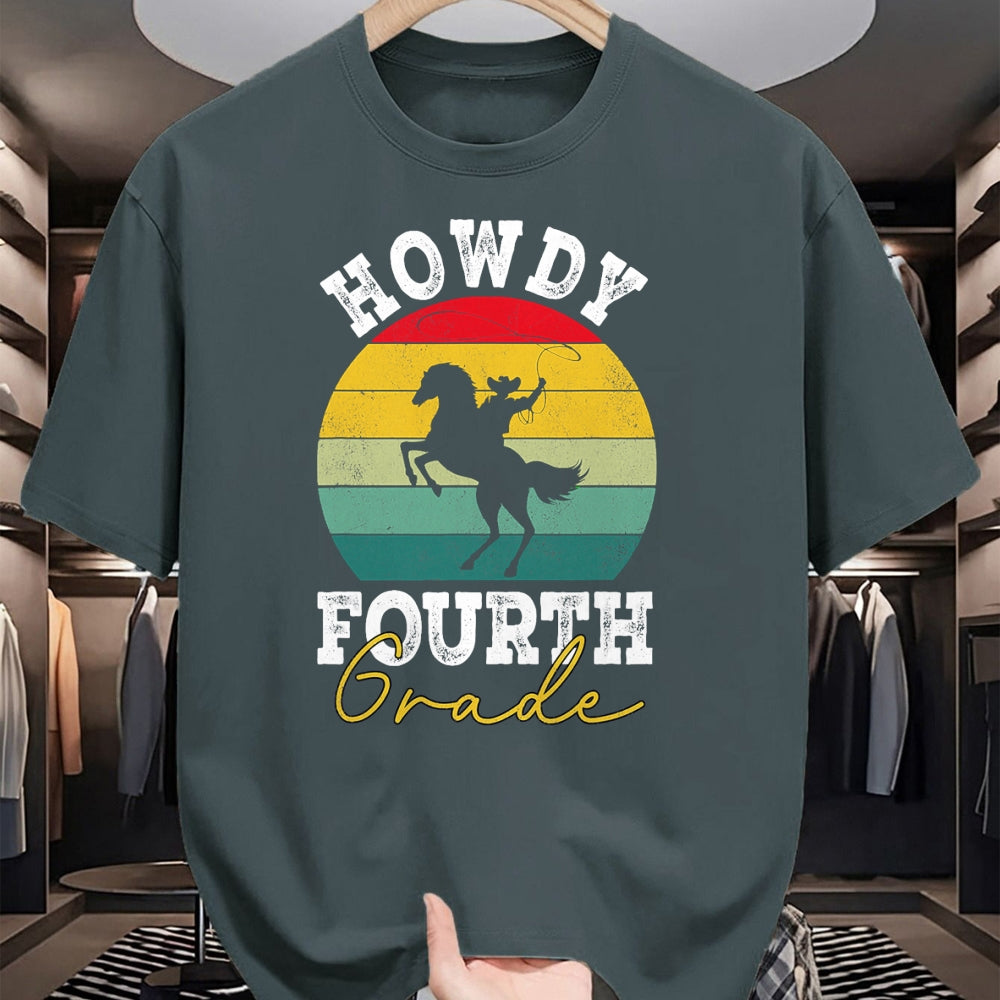 Best Student Shirt, Funny Back To School UnisexT-Shirt/Hoodie/Sweatshirt HLT00 - Howdy 4th Grade Cowboy Western Back To School Fourth Grade T-Shirt
