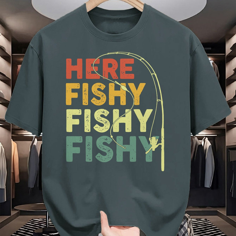 Funny Fishing Shirt, Gift For Fishing Lover Unisex T-Shirt/Hoodie/Sweatshirt HLT00 - Fishing Here-Fishy Bass Fish Dad Funny T-Shirt