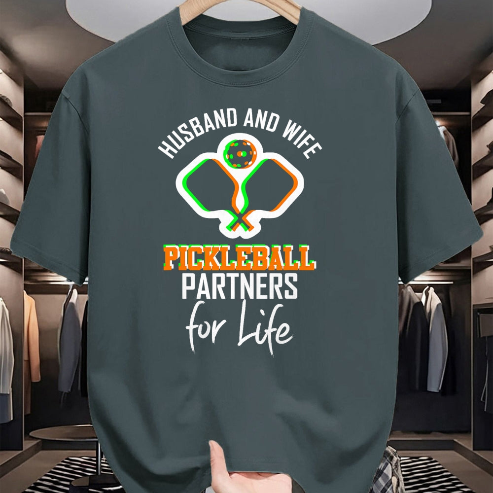 Funny Pickleball Shirt, Pickleball Lover Unisex T-Shirt/Hoodie/Sweatshirt HLT00 - Husband Wife Pickleball Partners for Life matching team gift T-Shirt