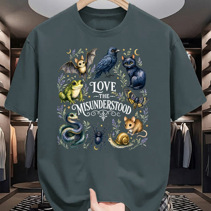 Cat Love Shirt, Funny Cat Lover Gift UnisexT-Shirt/Hoodie/Sweatshirt HLT00 - Love The Misunderstood Bat Frog Raven Snake Cat Moth Spider T-Shirt