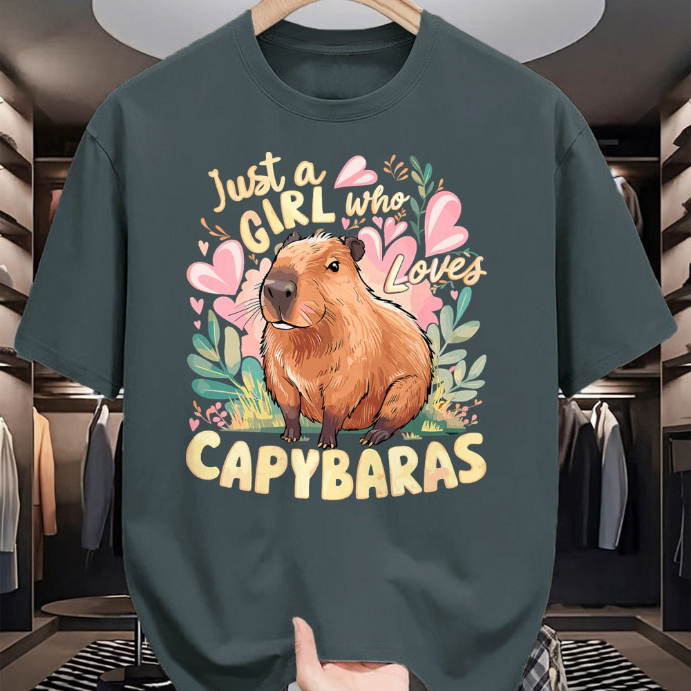 Cute Capybara Shirt, Funny Capybara Unisex T-Shirt/Hoodie/Sweatshirt HLT00 - Capybara Cute Just a Girl who Loves Capybaras T-Shirt