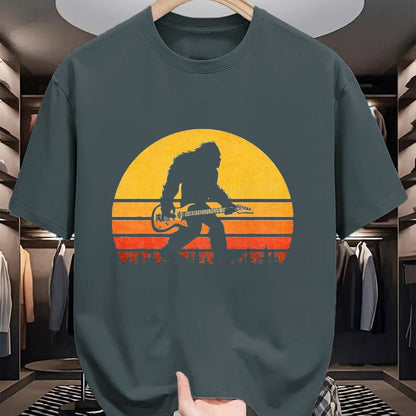 Guitar Lover Shirt, Funny Guitar UnisexT-Shirt/Hoodie/Sweatshirt HLT00 - Retro Bigfoot Guitar T-Shirt, Vintage Sasquatch Rocker Tee T-Shirt, Men, Black, 3X-Large