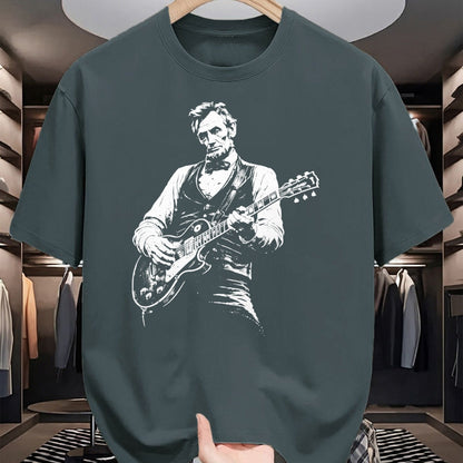 Guitar Lover Shirt, Funny Guitar UnisexT-Shirt/Hoodie/Sweatshirt HLT00 - Retro Vintage Abraham Lincoln Abe Lincoln Playing Guitar Men T-Shirt