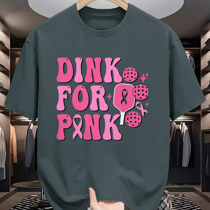 Funny Pickleball Shirt, Pickleball Lover Unisex T-Shirt/Hoodie/Sweatshirt HLT00 - Dink for Pink Breast Cancer Awareness Pickleball Ribbon Pink T-Shirt, Men, Black, 3X-Large
