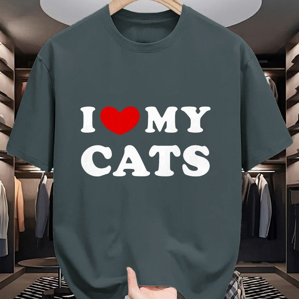 Cat Love Shirt, Funny Cat Lover Gift UnisexT-Shirt/Hoodie/Sweatshirt HLT00 - I Love My Cats, I Heart My Cats T-Shirt, Men, Black, 3X-Large