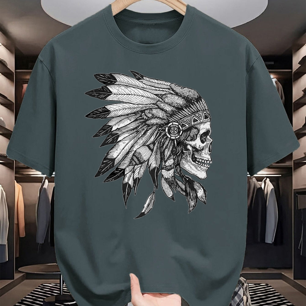 Native American T-Shirts, Vintage Native American Unisex T-Shirt/Hoodie/Sweatshirt HLT00 - American Motorcycle Skull Native Indian Eagle Chief Vintage (1)