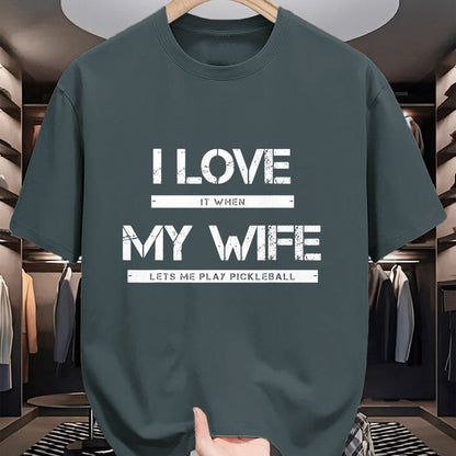 Funny Pickleball Shirt, Pickleball Lover Unisex T-Shirt/Hoodie/Sweatshirt HLT00 - I Love It When My Wife Lets Me Play Pickleball T-Shirt