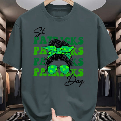 Patrick Day Shirts for Family, Funny Patrick Day shirts, st patrick's day Unisex T-Shirt/Hoodie/Sweatshirt HLT00 - Happy St Patrick Day Funny Messy Bun Glasses Women T-Shirt