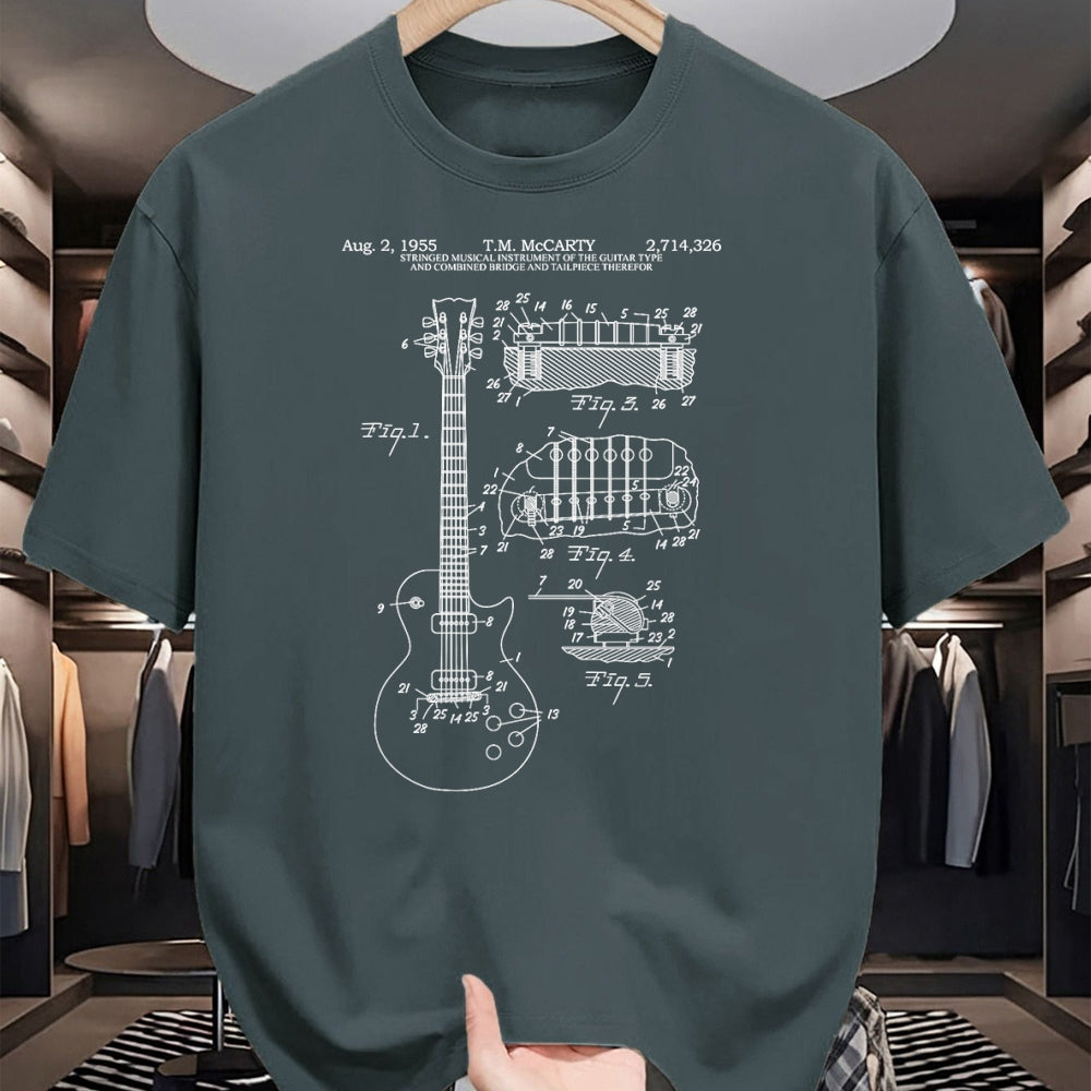 Guitar Lover Shirt, Funny Guitar UnisexT-Shirt/Hoodie/Sweatshirt HLT00 - Guitar Schematic Blueprint Vintage Rocker Band Guitar Player T-Shirt