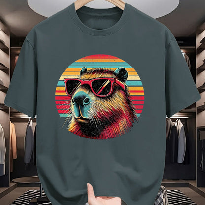 Cute Capybara Shirt, Funny Capybara Unisex T-Shirt/Hoodie/Sweatshirt HLT00 - Capybara Retro Sunglasses T-Shirt, Men, Black, 3X-Large