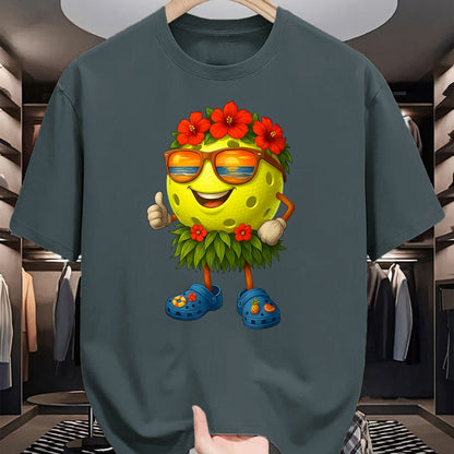 Funny Pickleball Shirt, Pickleball Lover Unisex T-Shirt/Hoodie/Sweatshirt HLT00 - Cute Hawaiian Pickleball Ball Tropical Beach Summer Vacation T-Shirt