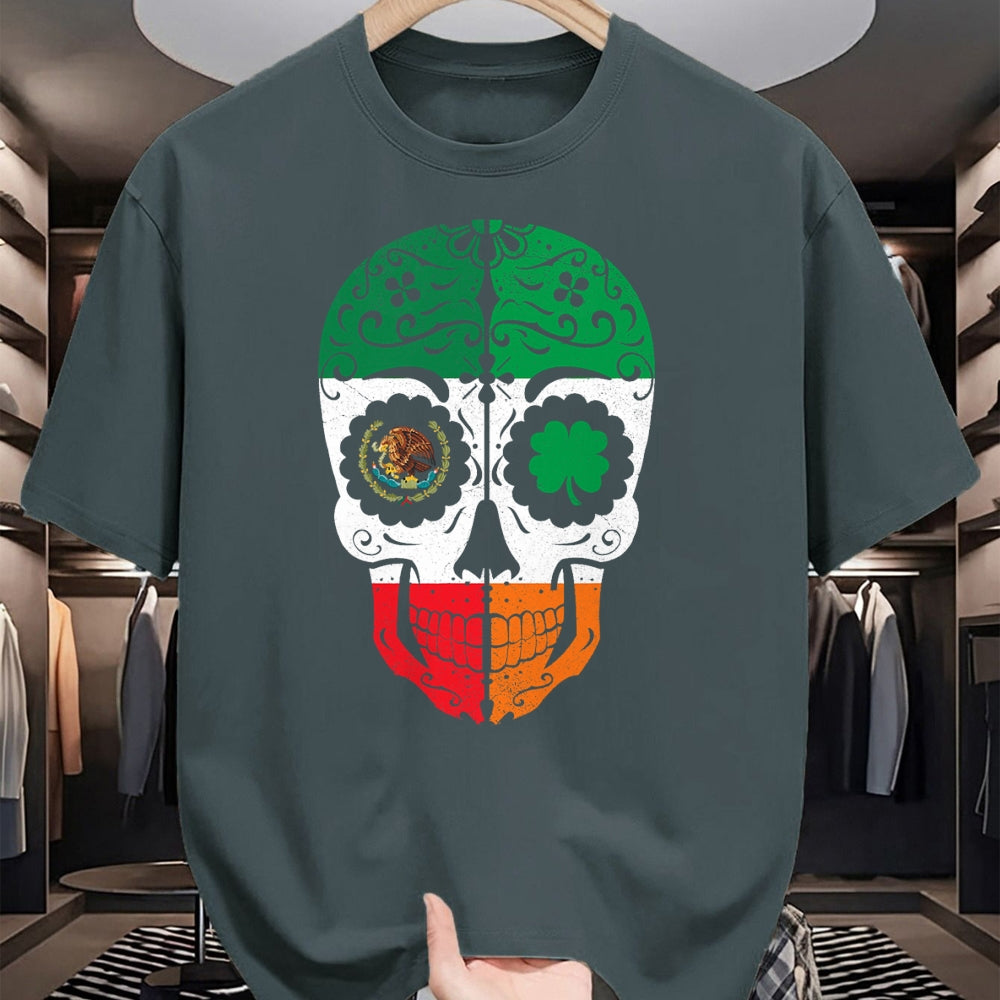 Patrick Day Shirts for Family, Funny Patrick Day shirts, st patrick's day Unisex T-Shirt/Hoodie/Sweatshirt HLT00 - Mexican Irish Sugar Skull St Patrick Day Mexico Ireland Flag T-Shirt