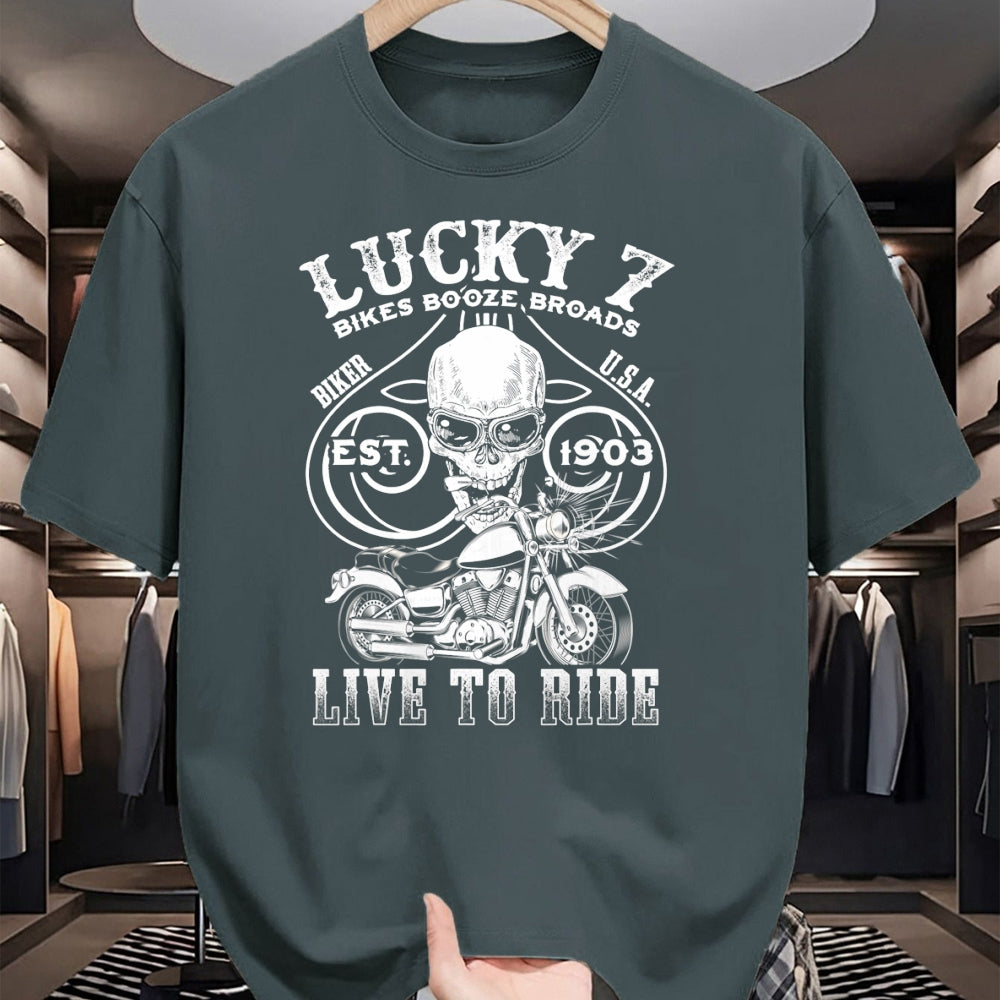 Gift for Dad Shirt, Funny Dad Unisex T-Shirt/Hoodie/Sweatshirt HLT00 – Lucky 7 Live To Ride Poker Style T-Shirt