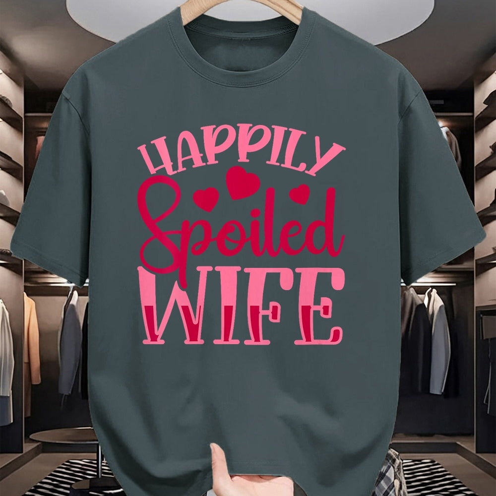 Best Wife Shirt, Wife and Husband Unisex T-Shirt/Hoodie/Sweatshirt HLT00 - Gift for wife T shirt, spoiled wife   Womens Funny Wife Happily Spoiled Wife V-Neck T-Shirt (5)