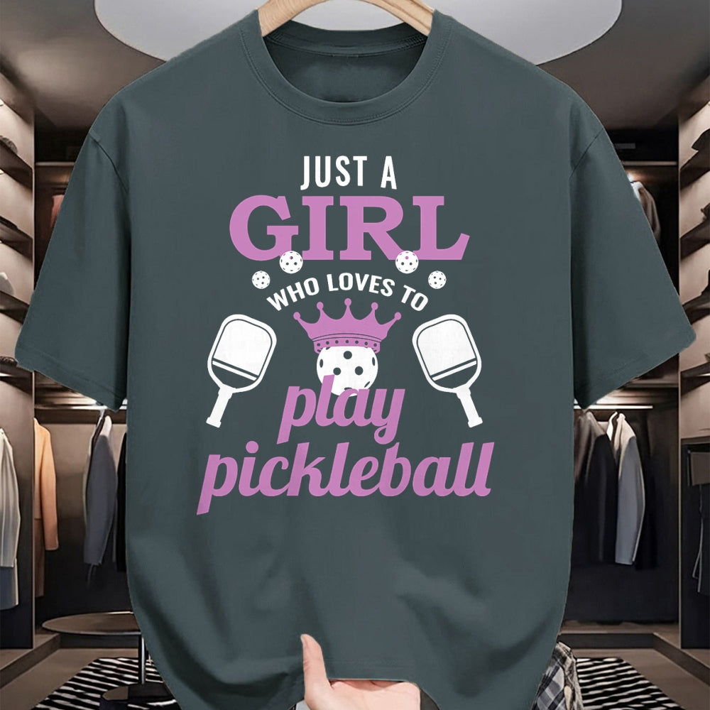 Funny Pickleball Shirt, Pickleball Lover Unisex T-Shirt/Hoodie/Sweatshirt HLT00 - Just a Girl Who Loves to Play Pickleball Funny Pickleball T-Shirt