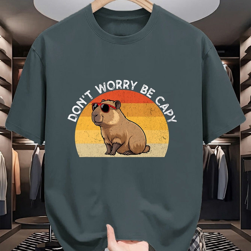 Cute Capybara Shirt, Funny Capybara Unisex T-Shirt/Hoodie/Sweatshirt HLT00 - Don_t Worry Be Capy Retro Capybara T-Shirt