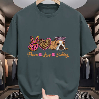 Dog Love Shirt, Dog Lover Gift T-Shirt/Hoodie/Sweatshirt HLT00 - Peace Love English Bulldog Funny Puppy Dog Mom Mother_s Day T-Shirt
