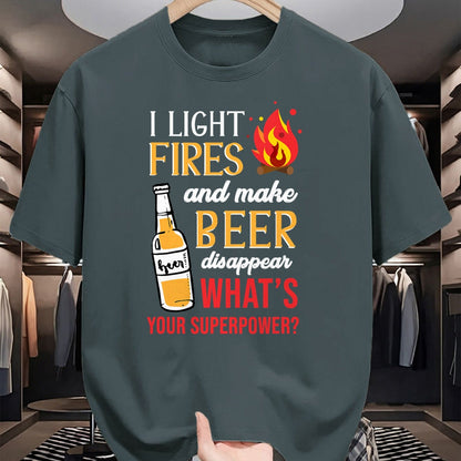 Funny Camping Shirt, Gift For Camping Lover Unisex T-Shirt/Hoodie/Sweatshirt HLT00 - I Light Fires and Make Beer Disappear Funny Camping T-Shirt T-Shirt