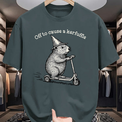 Cute Capybara Shirt, Funny Capybara Unisex T-Shirt/Hoodie/Sweatshirt HLT00 - Off to Cause A Kerfuffle Funny Capybara Meme T-Shirt