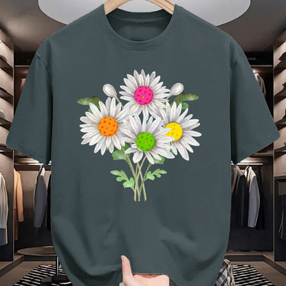 Funny Pickleball Shirt, Pickleball Lover Unisex T-Shirt/Hoodie/Sweatshirt HLT00 - Daisy Pickleball Flower Pickleball Player Paddleball Lover T-Shirt