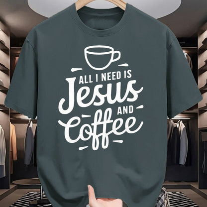 Christian Tee, Christian Faith Unisex T-Shirt/Hoodie/Sweatshirt HLT00 -  All I Need Is Jesus And Coffee Shirt Men Women Religious T-Shirt