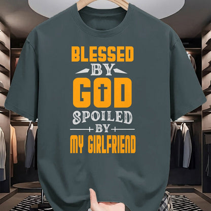 Best Wife Shirt, Wife and Husband Unisex T-Shirt/Hoodie/Sweatshirt HLT00 - Blessed By God Spoiled By My Girlfriend Boyfriend Couples T-Shirt