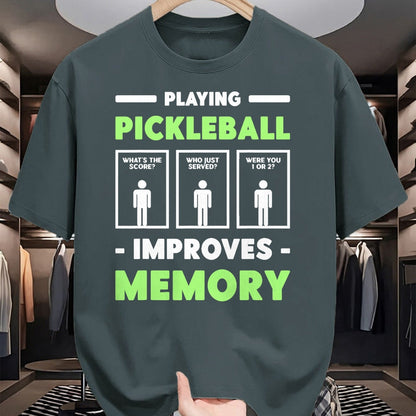 Funny Pickleball Shirt, Pickleball Lover Unisex T-Shirt/Hoodie/Sweatshirt HLT00 - Playing Pickleball Improves Memory Dink Player Short Sleeve T-Shirt