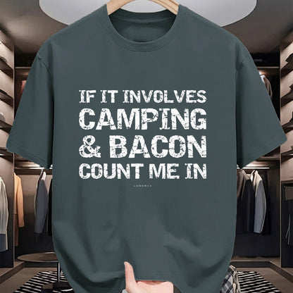 Funny Camping Shirt, Gift For Camping Lover Unisex T-Shirt/Hoodie/Sweatshirt HLT00 - Funny Camping Shirts - If Involves Camping & Bacon Count Me T-Shirt