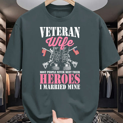 Best Wife Shirt, Wife and Husband Unisex T-Shirt/Hoodie/Sweatshirt HLT00 - Gift for wife T shirt, lucky wife   Veteran Wife Married Mine Proud Military Veteran Husband T-Shirt