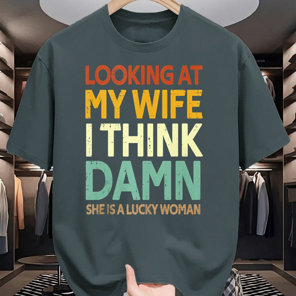 Best Wife Shirt, Wife and Husband Unisex T-Shirt/Hoodie/Sweatshirt HLT00 - Gift for wife T shirt, lucky wife   My Wife Is A Lucky Woman Husband Wife Themed Present Tank Top (1)