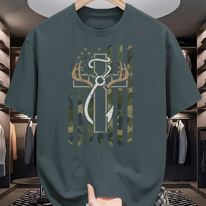 Christian Tee, Christian Faith Unisex T-Shirt/Hoodie/Sweatshirt HLT00 - Hunting Fishing Faith - Christian Hunter Fisherman Camo USA T-Shirt