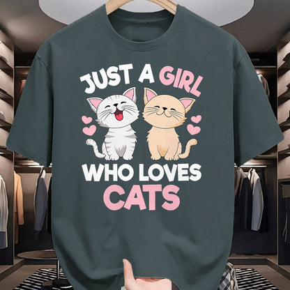 Cat Love Shirt, Funny Cat Lover Gift UnisexT-Shirt/Hoodie/Sweatshirt HLT00 - Just A Girl Who Loves Cats Cute Cat Lover Kitty Girls Kids T-Shirt