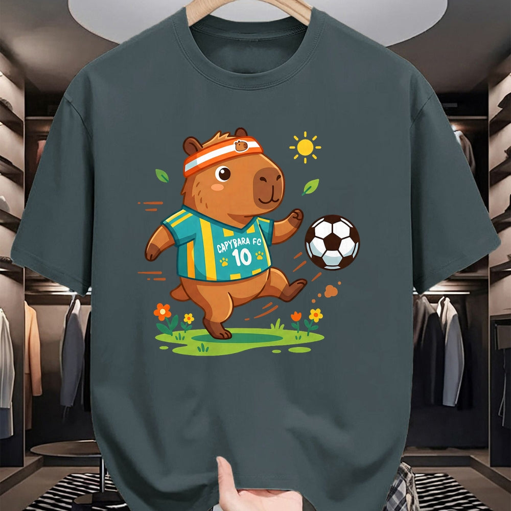 Cute Capybara Shirt, Funny Capybara Unisex T-Shirt/Hoodie/Sweatshirt HLT00 - Capybara Soccer Player Headband Funny Animal Sports Fan T-Shirt