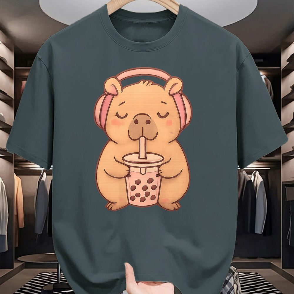 Cute Capybara Shirt, Funny Capybara Unisex T-Shirt/Hoodie/Sweatshirt HLT00 - Capybara Kawaii Girl T-Shirt