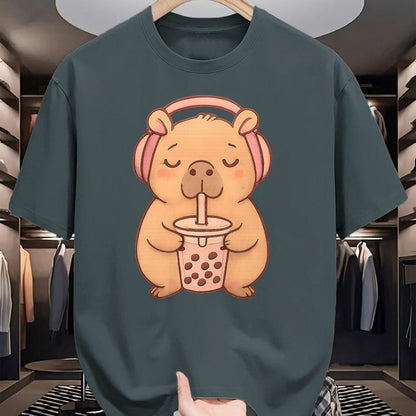 Cute Capybara Shirt, Funny Capybara Unisex T-Shirt/Hoodie/Sweatshirt HLT00 - Capybara Kawaii Girl T-Shirt