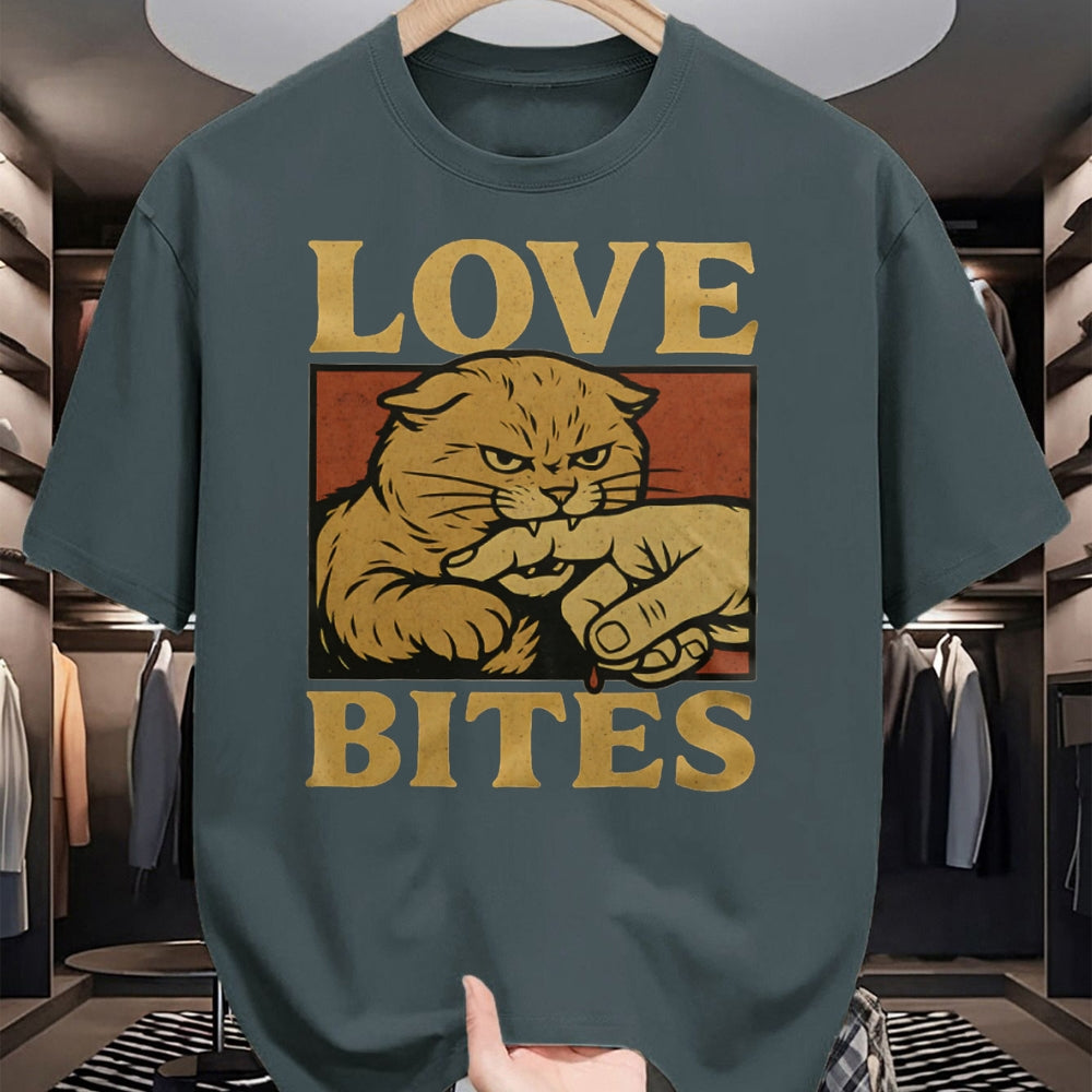 Cat Love Shirt, Funny Cat Lover Gift UnisexT-Shirt/Hoodie/Sweatshirt HLT00 - Love Bites Angry Cat T-Shirt