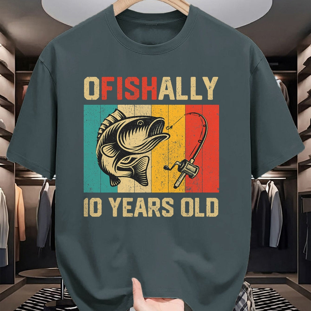 Funny Fishing Shirt, Gift For Fishing Lover Unisex T-Shirt/Hoodie/Sweatshirt HLT00 - Ofishally 10 Years Old Funny Fishing Birthday Fisherman T-Shirt