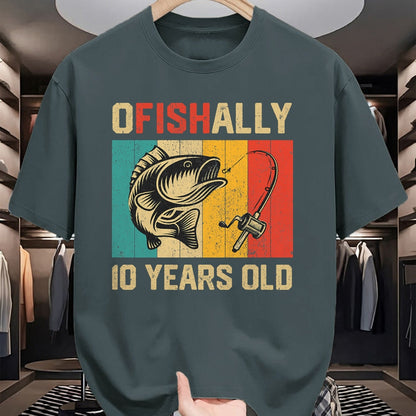 Funny Fishing Shirt, Gift For Fishing Lover Unisex T-Shirt/Hoodie/Sweatshirt HLT00 - Ofishally 10 Years Old Funny Fishing Birthday Fisherman T-Shirt
