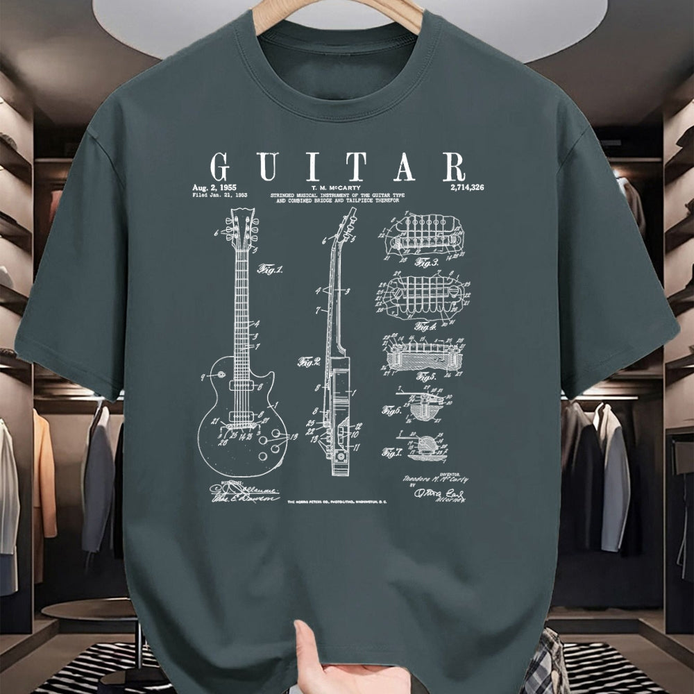 Guitar Lover Shirt, Funny Guitar UnisexT-Shirt/Hoodie/Sweatshirt HLT00 - Electric Guitar Vintage Patent Guitarist Drawing Print T-Shirt