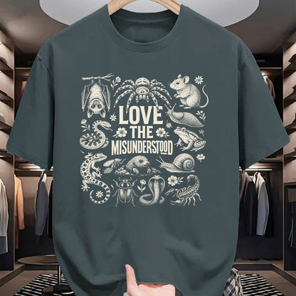 Cat Love Shirt, Funny Cat Lover Gift UnisexT-Shirt/Hoodie/Sweatshirt HLT00 - Love The Misunderstood Bat Raven Cat Snake Spider Moth Frog T-Shirt (2)