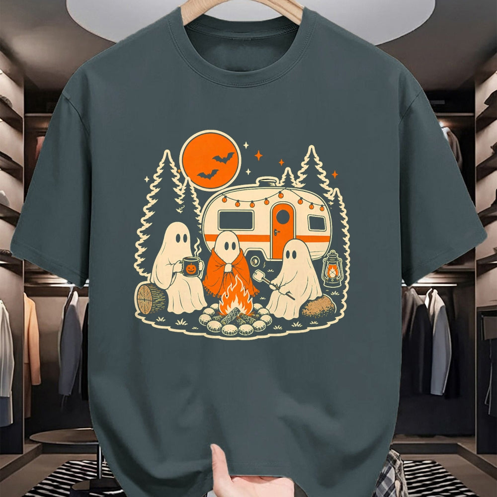 Funny Camping Shirt, Gift For Camping Lover Unisex T-Shirt/Hoodie/Sweatshirt HLT00 - Halloween Camping Ghost Camper Vintage Style T-Shirt