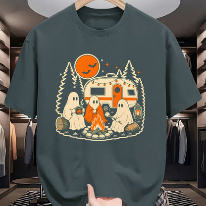 Funny Camping Shirt, Gift For Camping Lover Unisex T-Shirt/Hoodie/Sweatshirt HLT00 - Halloween Camping Ghost Camper Vintage Style T-Shirt
